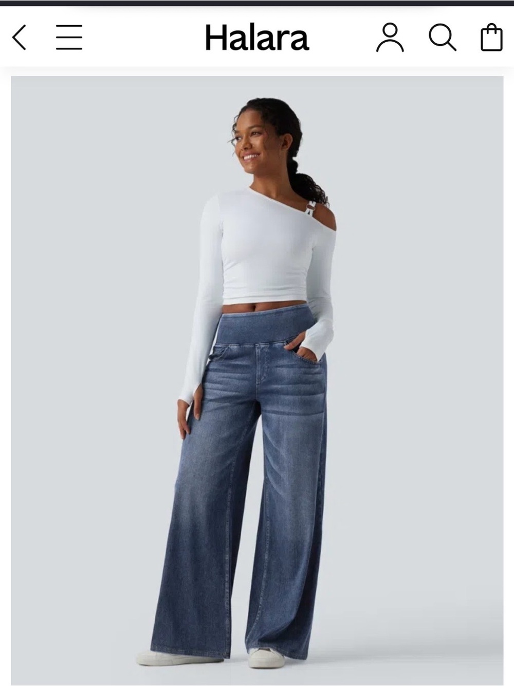 HALARA High-Rise Wide-Leg Jeans in Medium Denim Blue